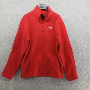 The North Face Sweater Mens Medium Red Fleece 1/4 Zip Pullover Outerwear Outdoor